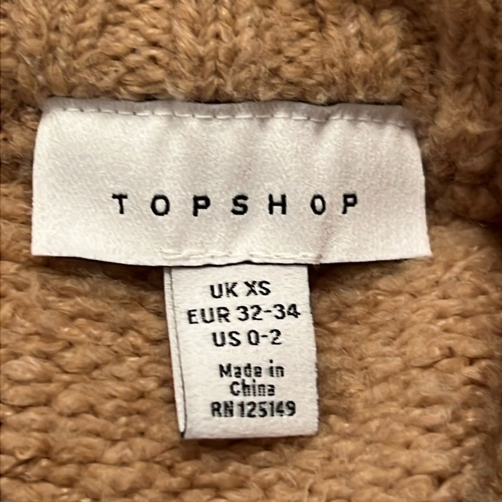 Topshop Supersoft Deep Hem Crewneck Sweater Camel XS - Picture 11 of 13